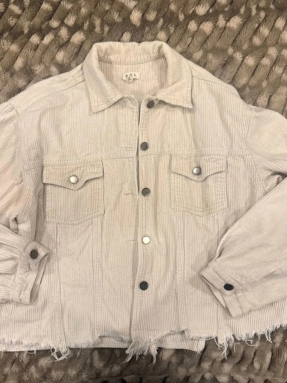 POL Corduroy Trucker Jacket, White, Medium